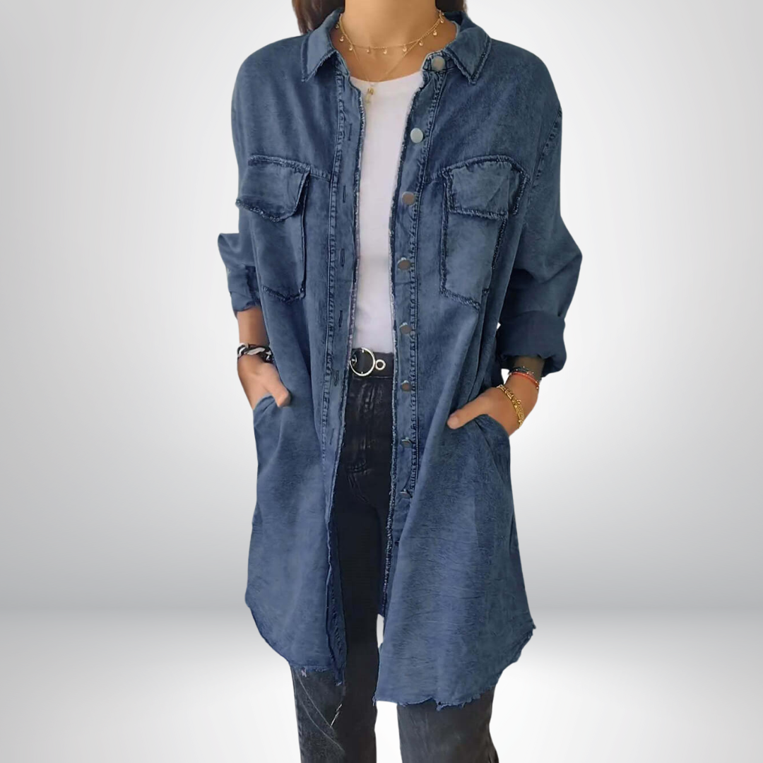 Sofia® | Stylish and Versatile Long Sleeve Denim Jacket with Collar