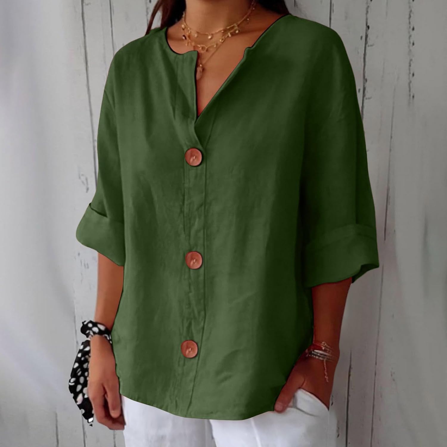 Noora™ | Casual linen blouse with timeless elegance