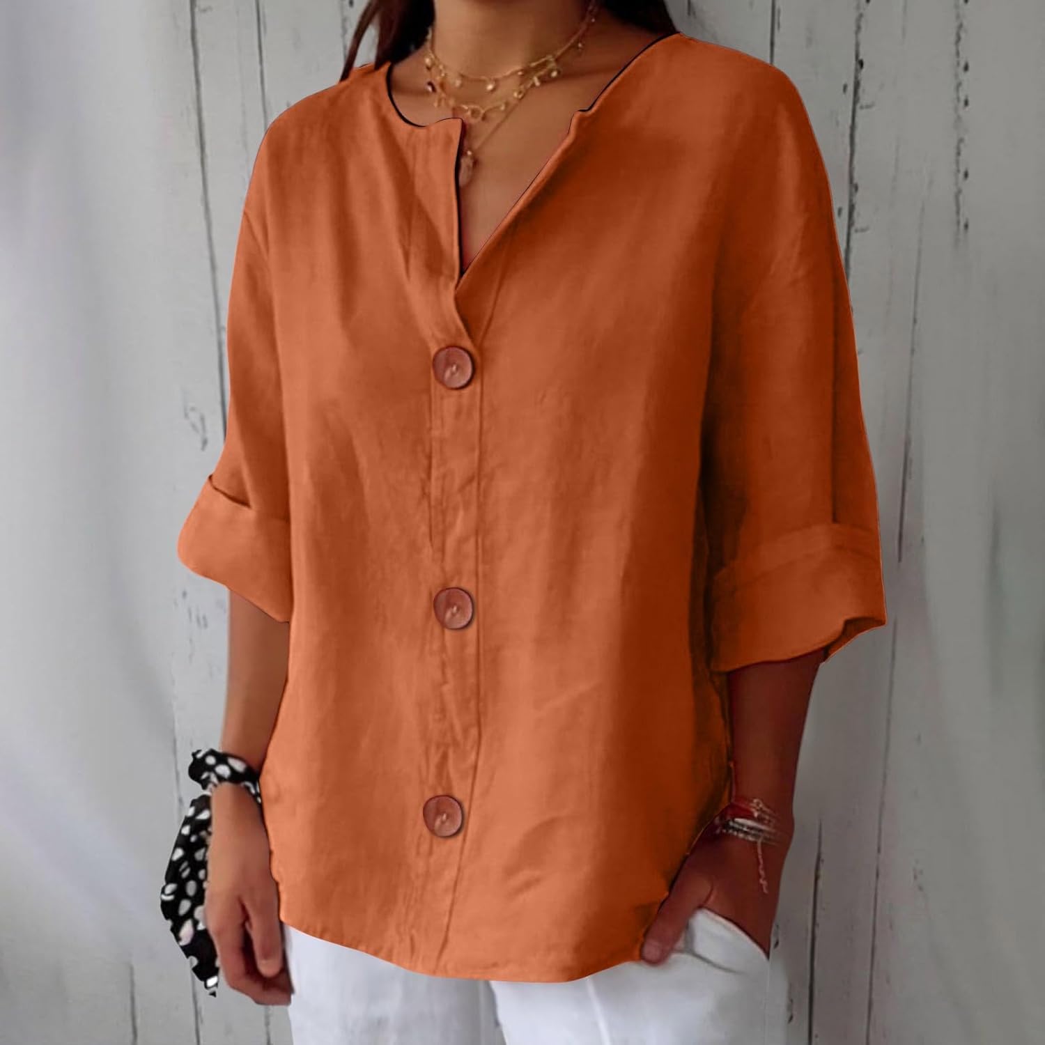 Noora™ | Casual linen blouse with timeless elegance