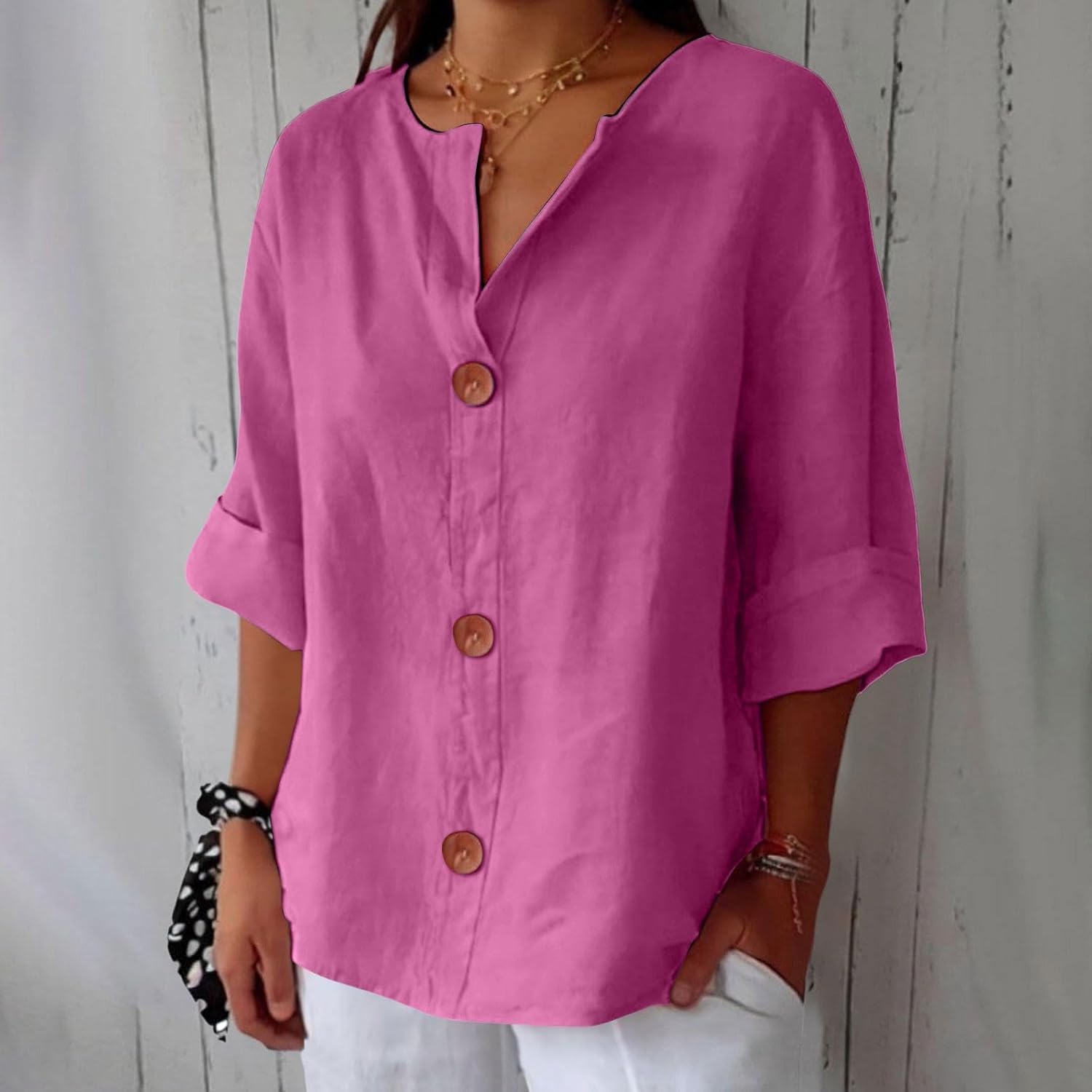 Noora™ | Casual linen blouse with timeless elegance