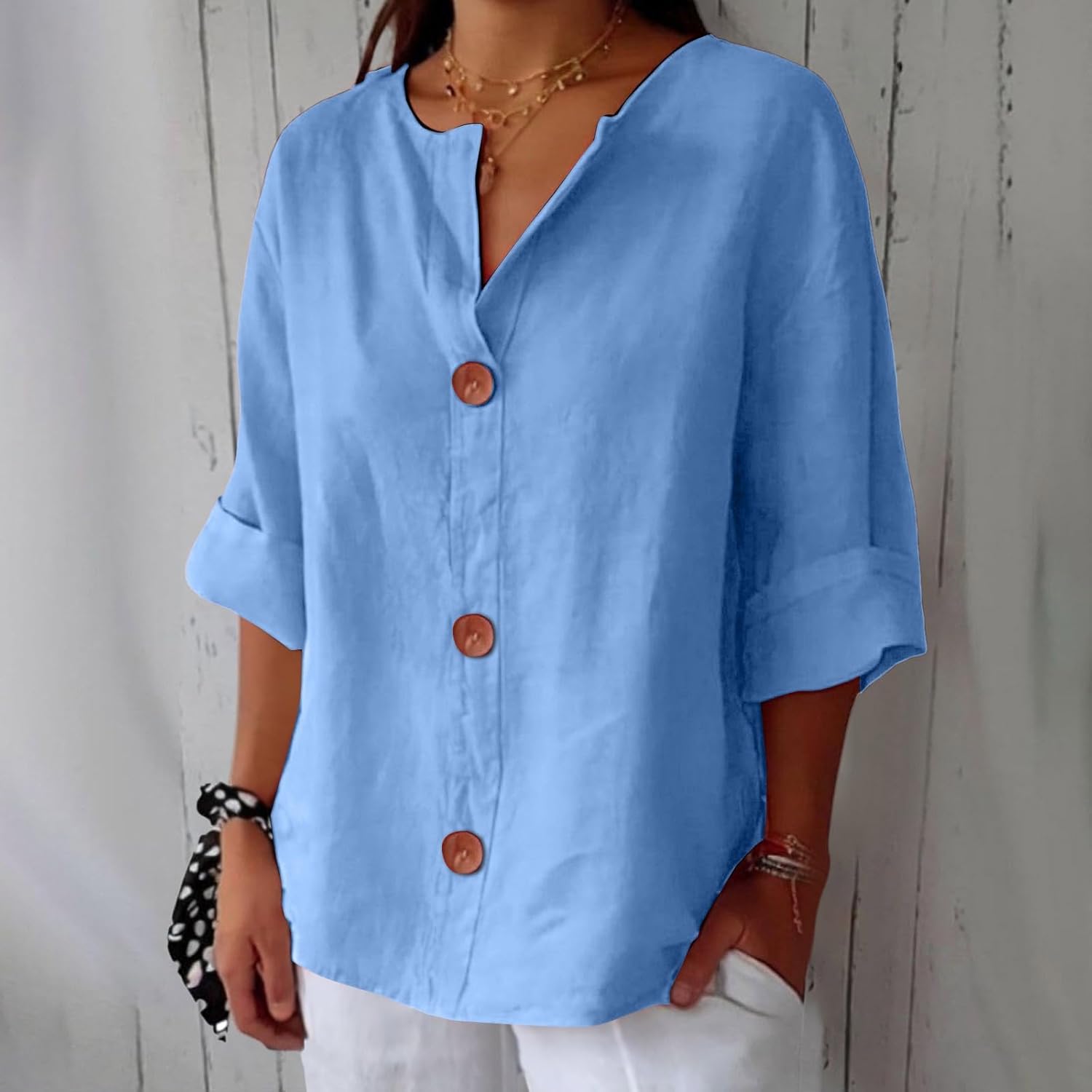 Noora™ | Casual linen blouse with timeless elegance