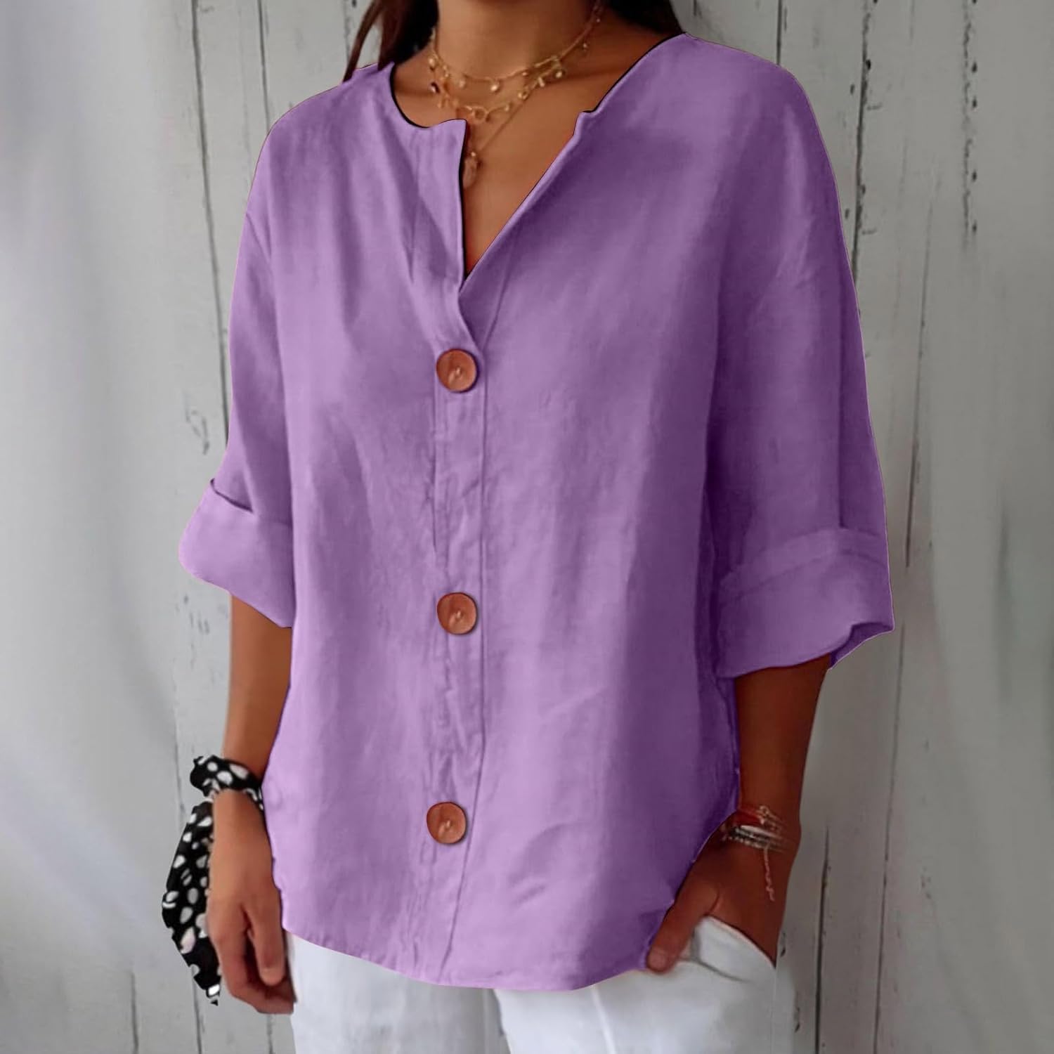Noora™ | Casual linen blouse with timeless elegance