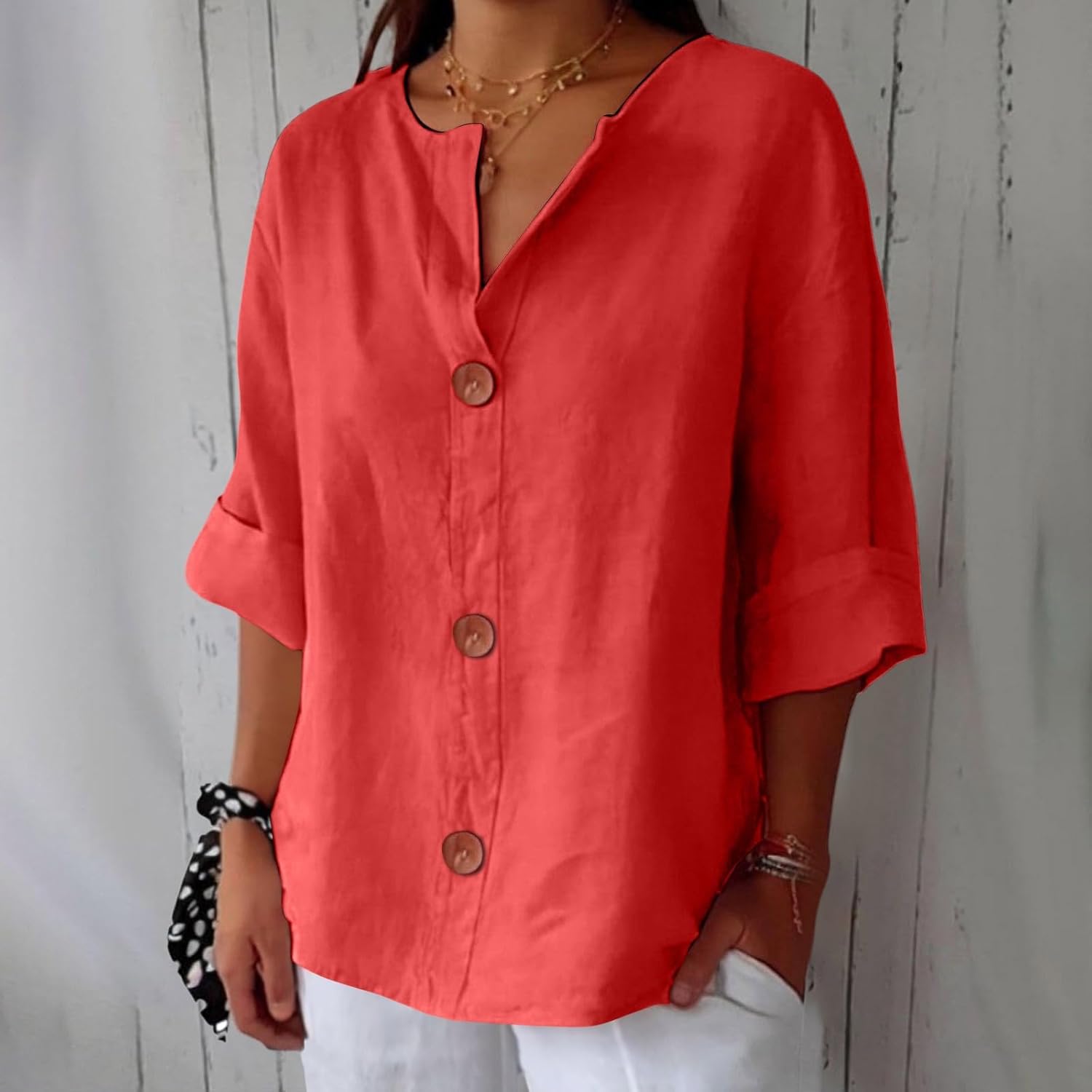 Noora™ | Casual linen blouse with timeless elegance
