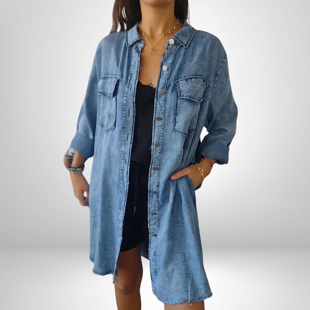 Sofia® | Stylish and Versatile Long Sleeve Denim Jacket with Collar