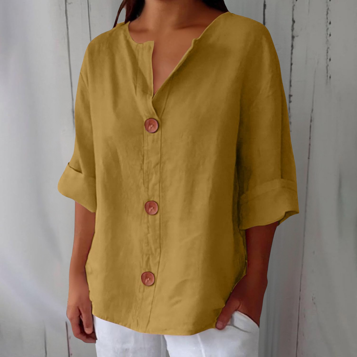 Noora™ | Casual linen blouse with timeless elegance