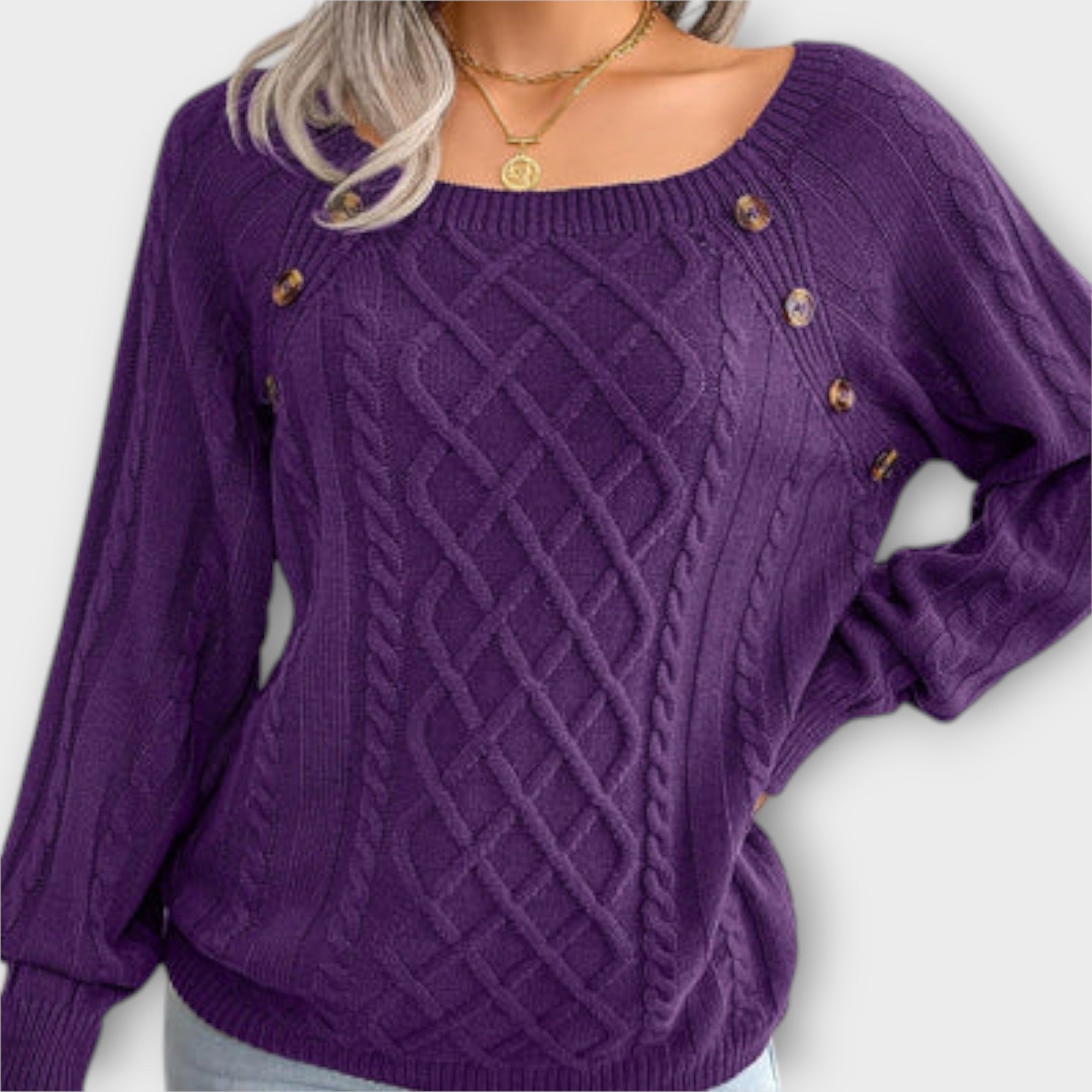 Mila™ - Elegant knit pullover with buttons