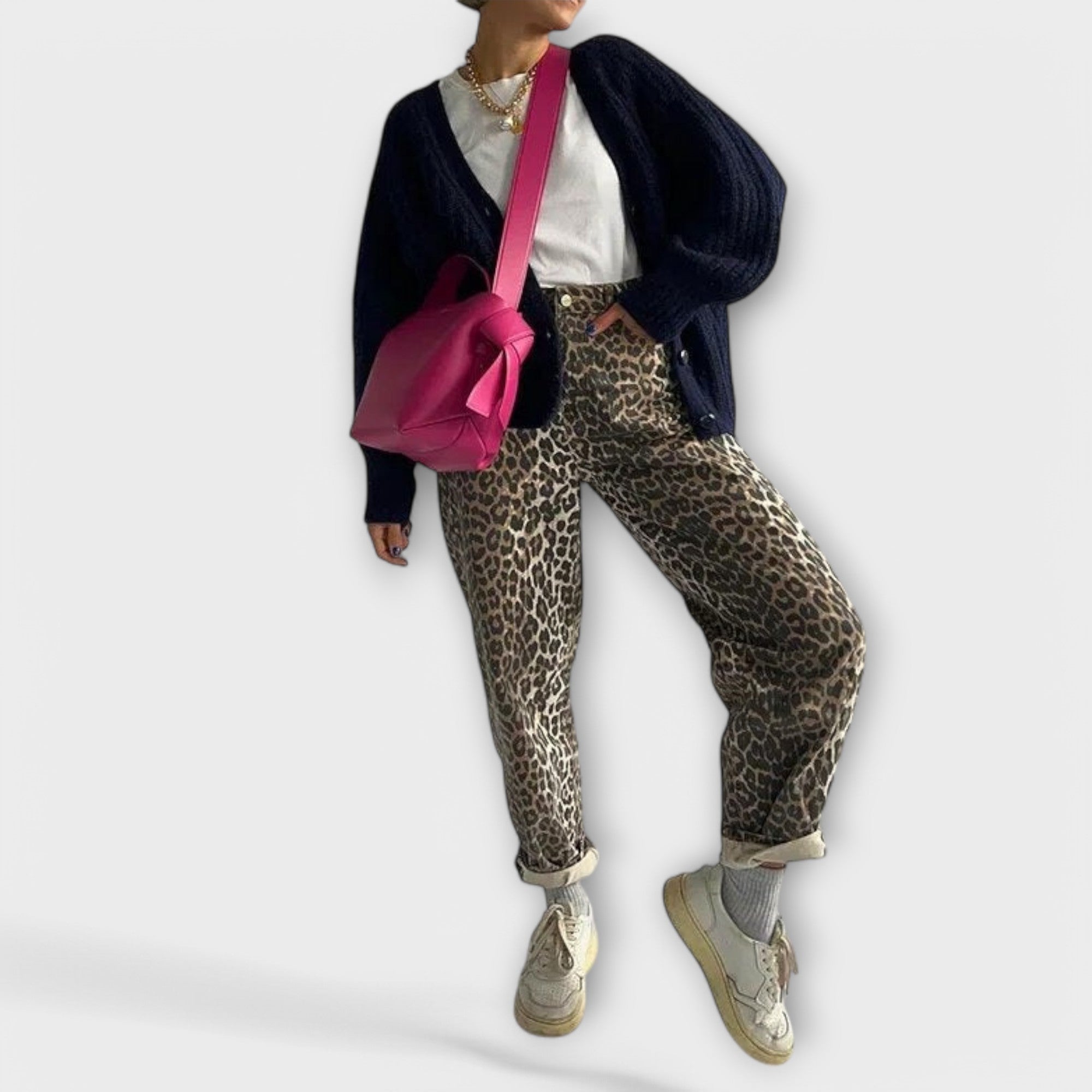 Macklyn™ - Vintage leopard print jeans