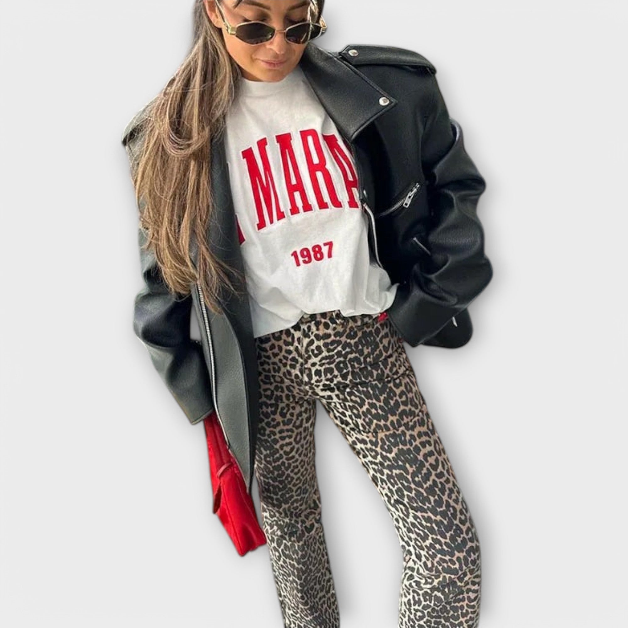 Macklyn™ - Vintage leopard print jeans
