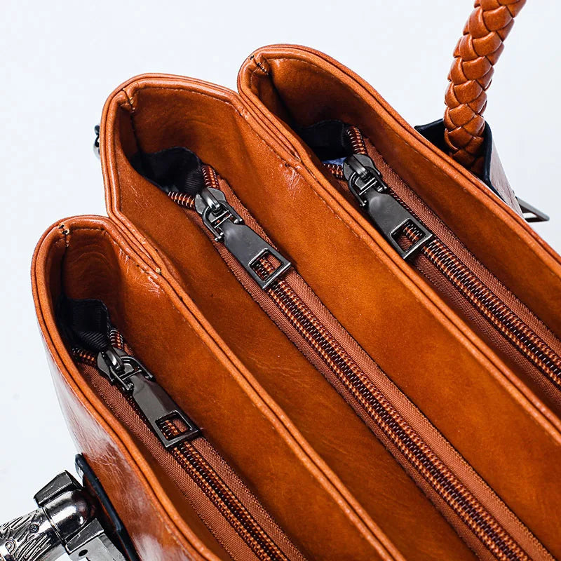 Sofia™ | Elegant leather bag with braided handles