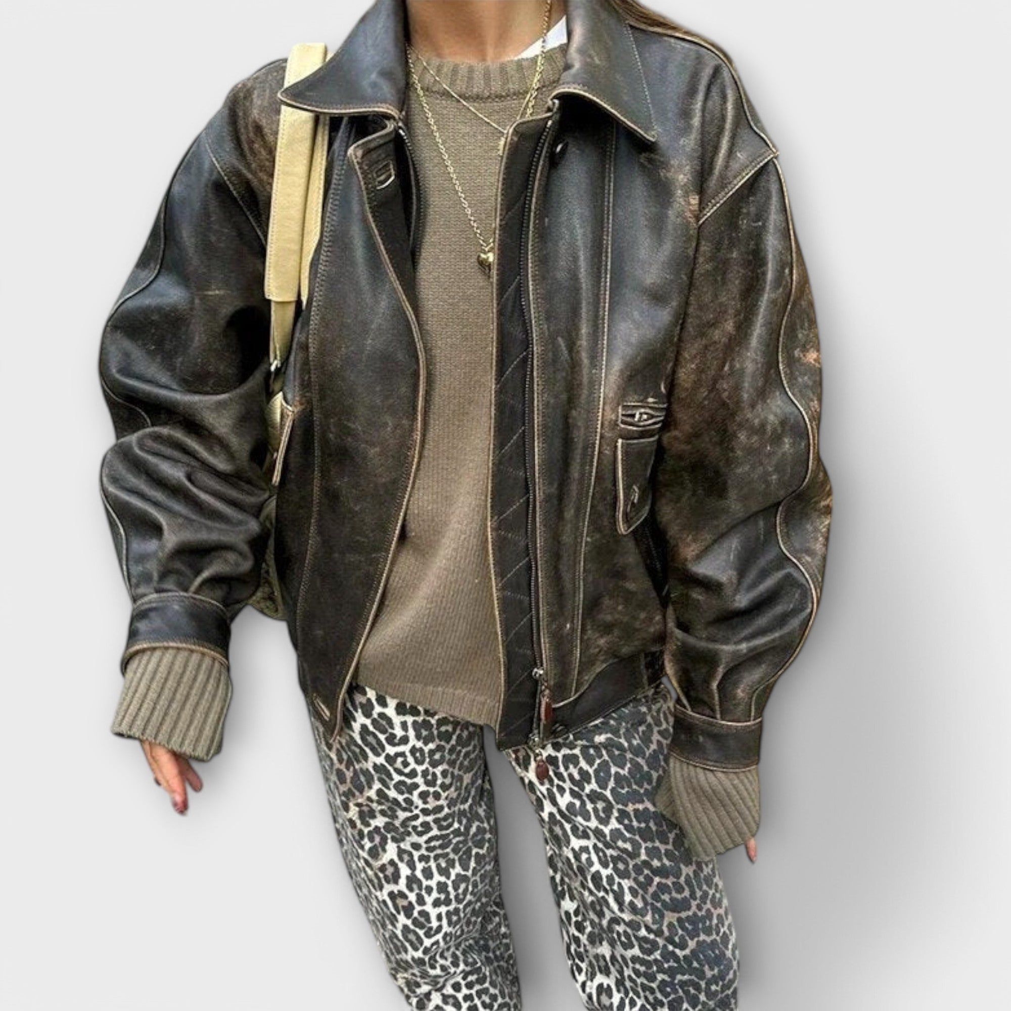Macklyn™ - Vintage leopard print jeans