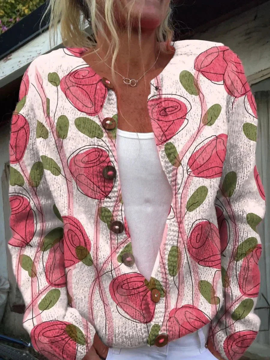Florentina™ – Elegant cardigan with floral print