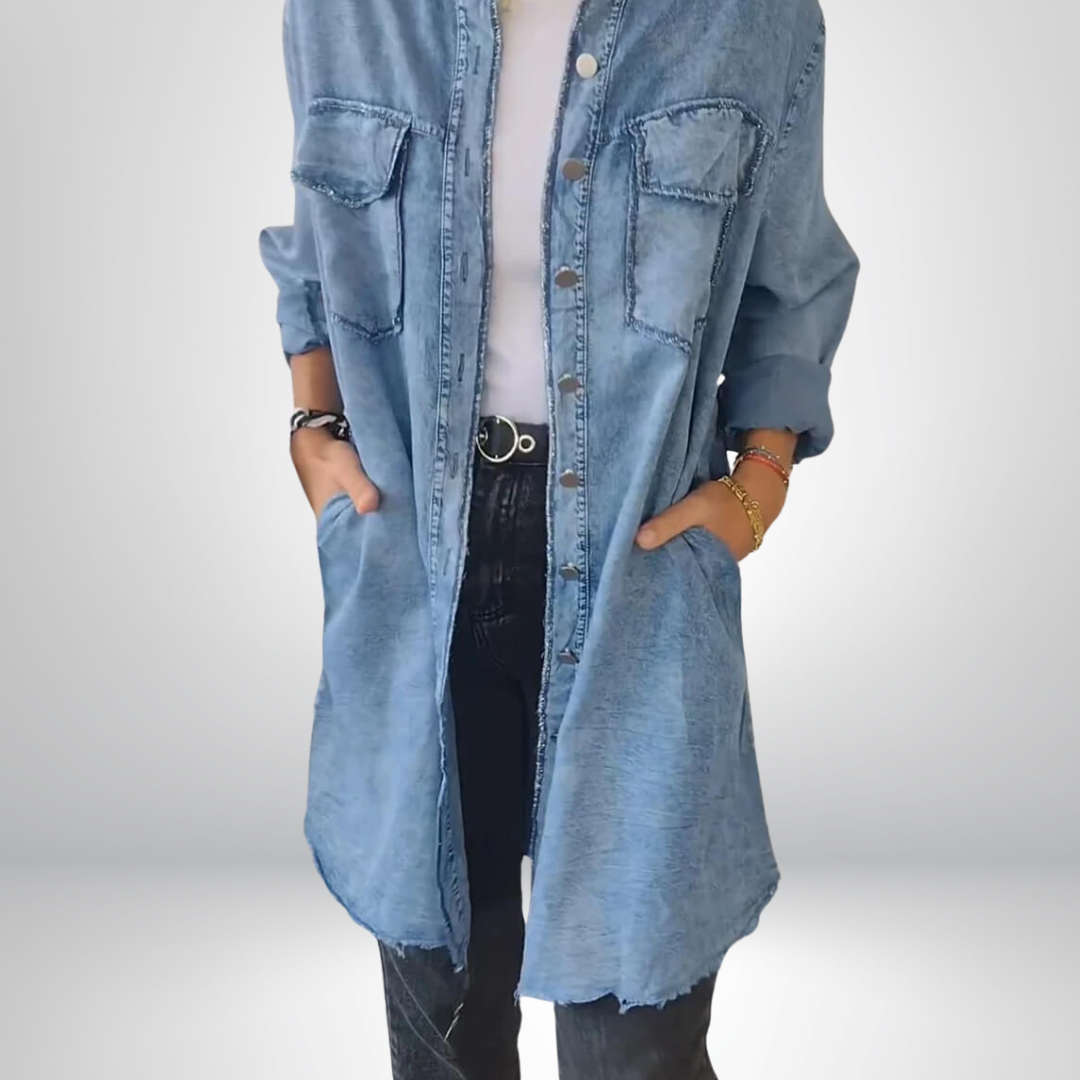 Sofia® | Stylish and Versatile Long Sleeve Denim Jacket with Collar