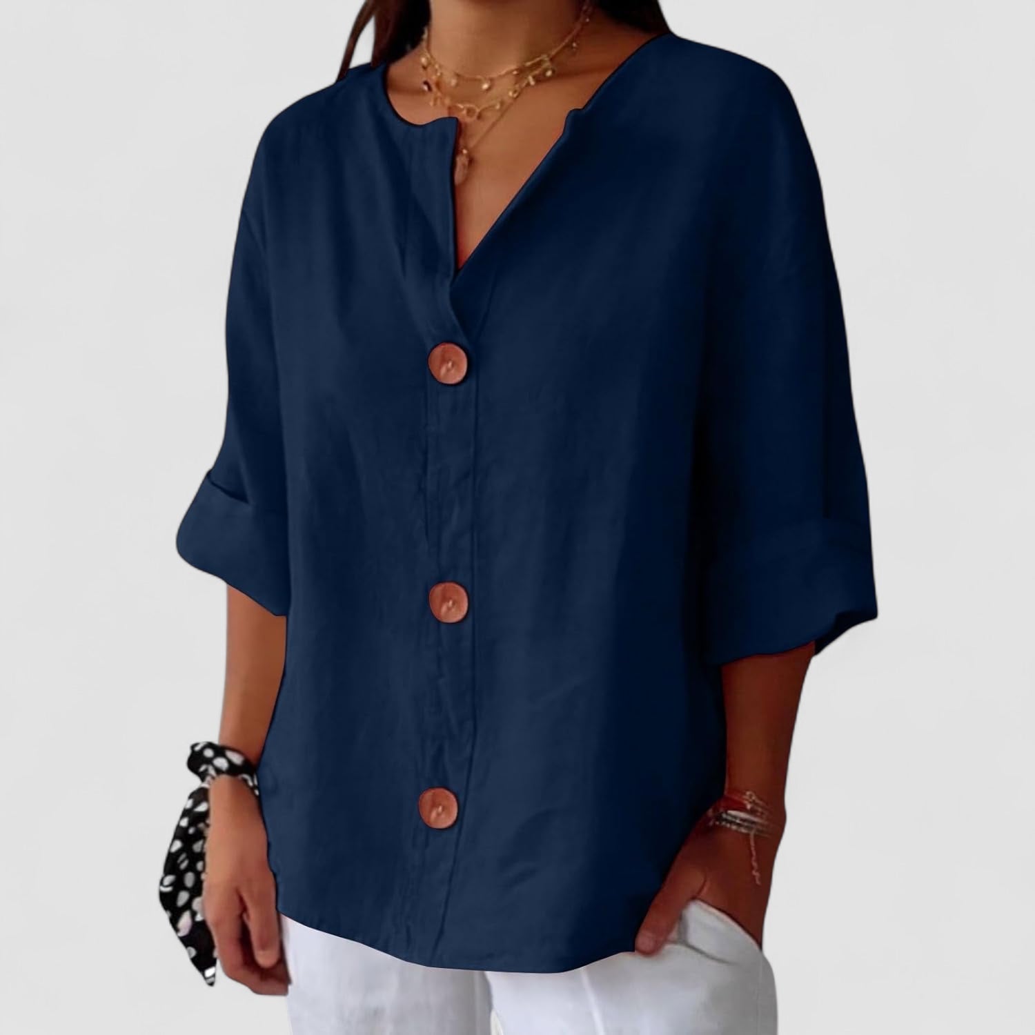 Noora™ | Casual linen blouse with timeless elegance