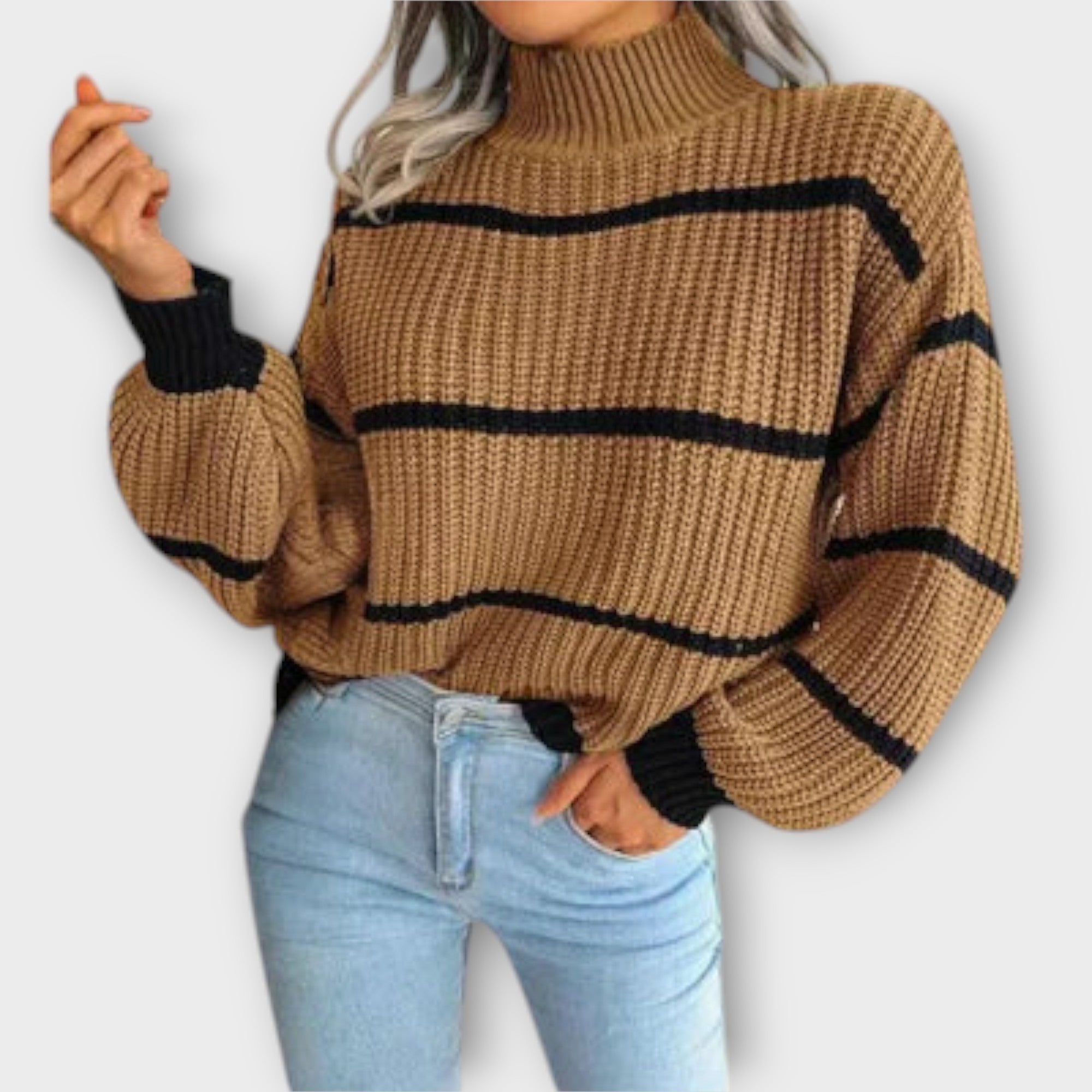 Vette™ - Luxurious striped turtleneck sweater