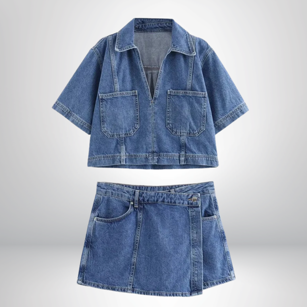 Sofia® | V-neck Denim Set 