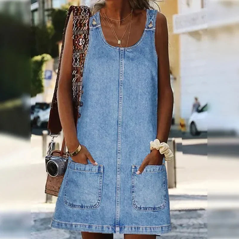 Sofia™ | Practical and Light Denim Summer Dress 