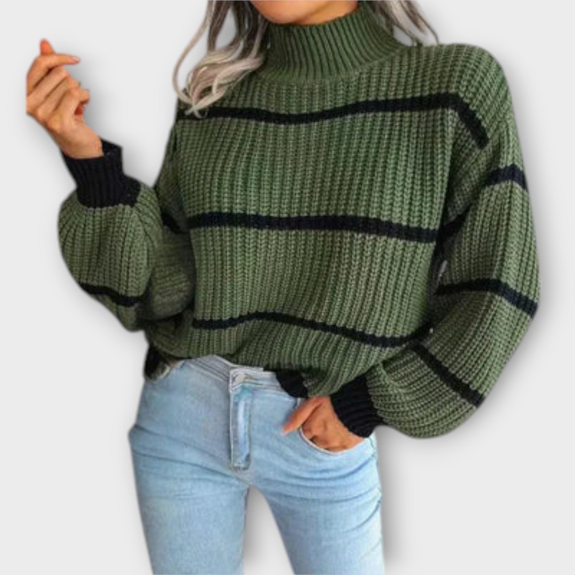 Vette™ - Luxurious striped turtleneck sweater