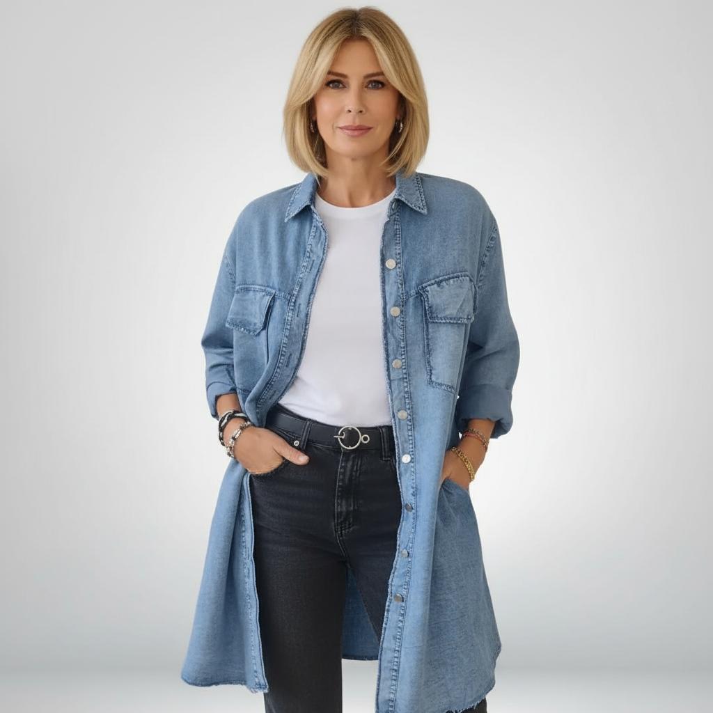 Sofia® | Stylish and Versatile Long Sleeve Denim Jacket with Collar